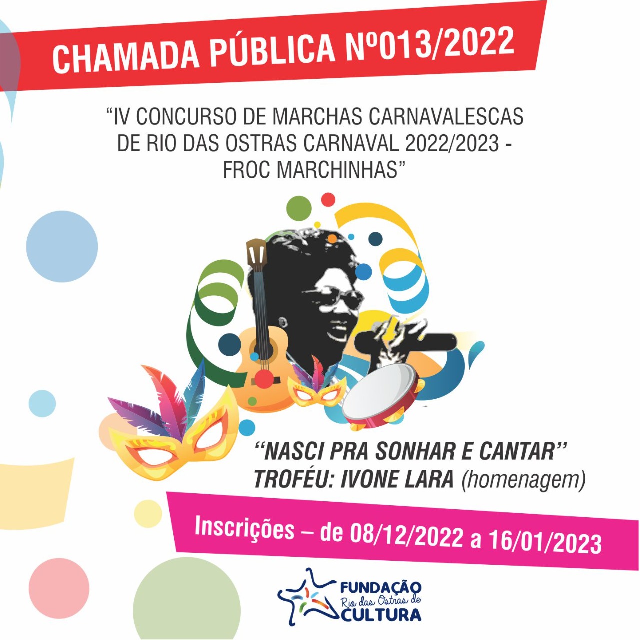 Fundação de Cultura promove IV Concurso de Marchinhas Carnavalescas de Rio das Ostras