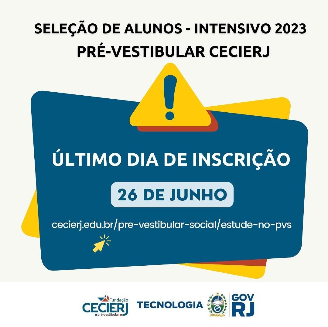 Inscrições para o Vestibular Cecierj terminam nesta segunda, 26.