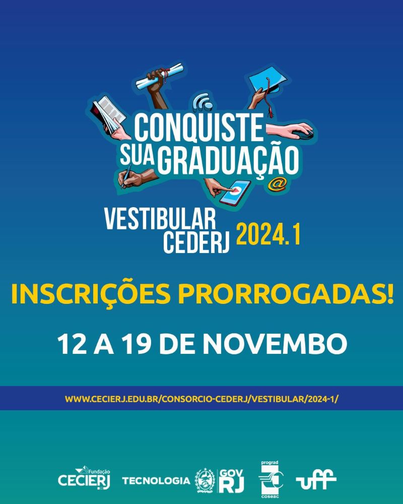 Prorrogadas até dia 19 de novembro inscrições para Vestibular Cederj